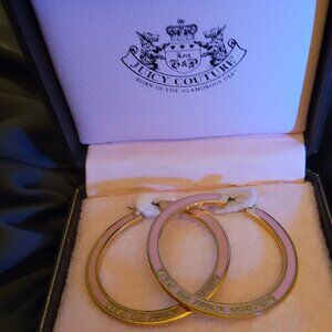Juicy Couture Gold and Pink Hoop Earrings with Box